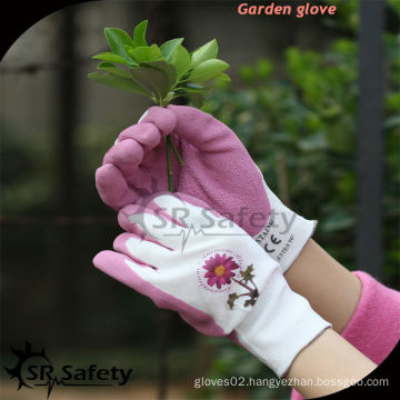 SRSAFETY pink foam latex lady garden gloves /safety gloves